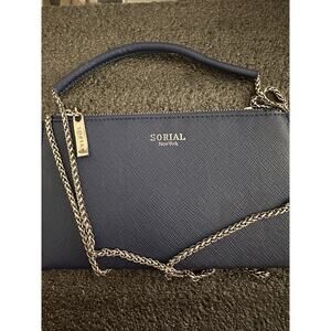 Sorial New York, Saffiano Crossbody purse, Blue Leather